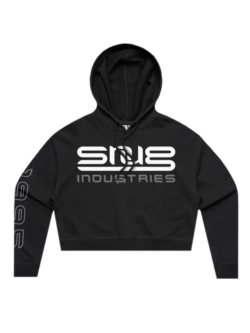 SNUG - ORIGINS - GIRLS LOGO RELAXED CROPPED HOODIE - BLACK