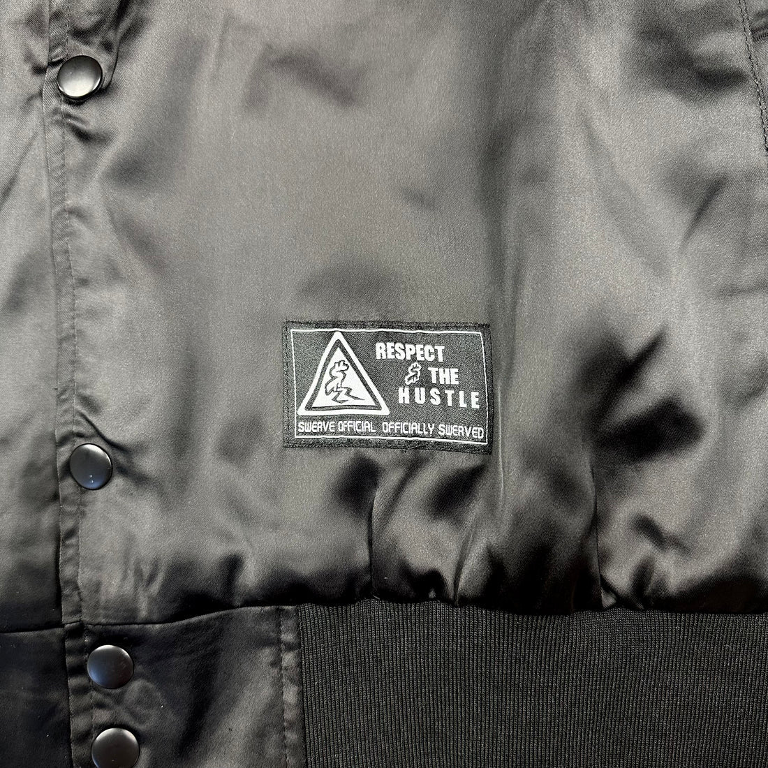 SWERVE - Black Satin Bomber