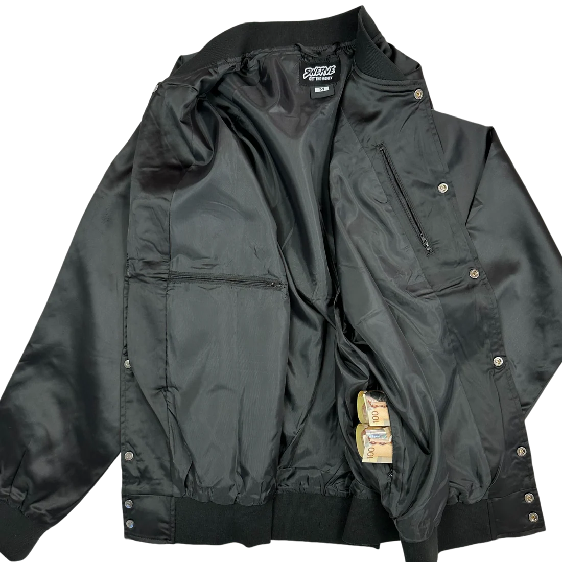 SWERVE - Black Satin Bomber