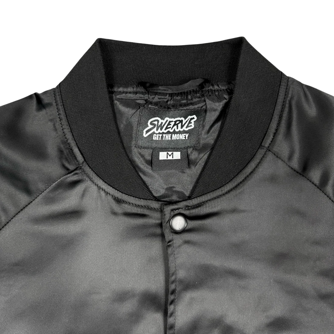 SWERVE - Black Satin Bomber